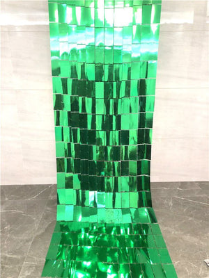 1m x 2m Square Shimmer Tinsel Foil Fringe Curtain - Green
