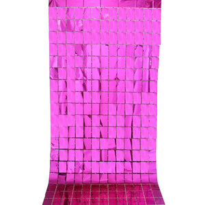 1m x 2m Square Shimmer Tinsel Foil Fringe Curtain - Hot Pink