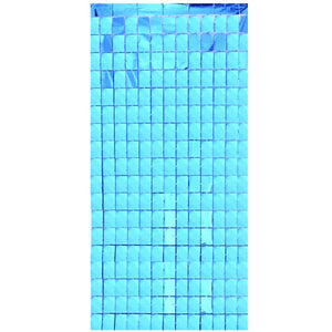 1m x 2m Square Shimmer Tinsel Foil Fringe Curtain - Light Blue