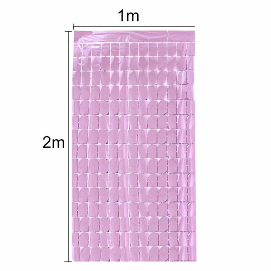 1m x 2m Square Shimmer Tinsel Foil Fringe Curtain - light pink