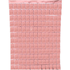 1m x 2m Square Shimmer Tinsel Foil Fringe Curtain - Rose Gold