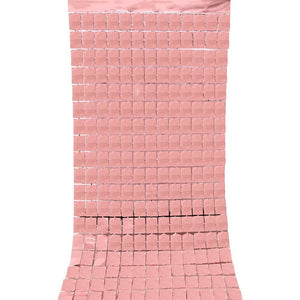 1m x 2m Square Shimmer Tinsel Foil Fringe Curtain - Rose Gold