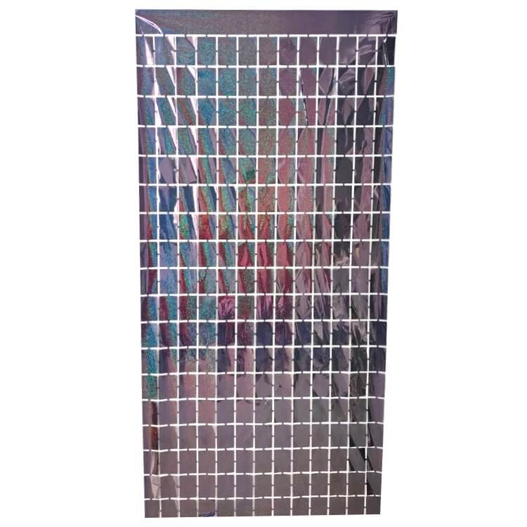 1m x 2m Laser Glitter SQUARE Shimmer Foil Fringe Curtain - Black