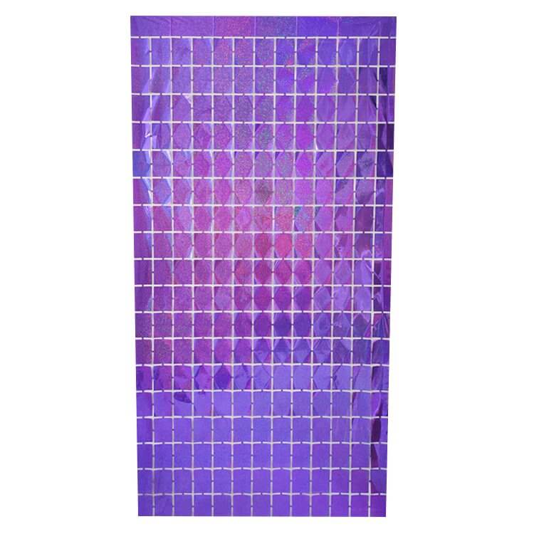 1m x 2m Laser Glitter SQUARE Shimmer Foil Fringe Curtain - Light Purple