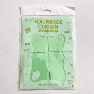 1m x 2m SQUARE Macaron Tinsel Foil Fringe Curtain - Green