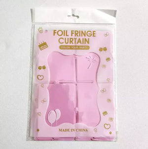 1m x 2m SQUARE Macaron Tinsel Foil Fringe Curtain - Pink
