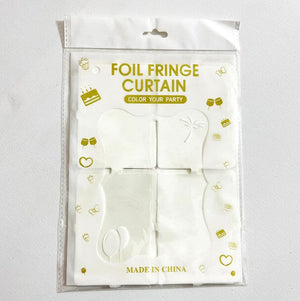 1m x 2m SQUARE Macaron Tinsel Foil Fringe Curtain - White