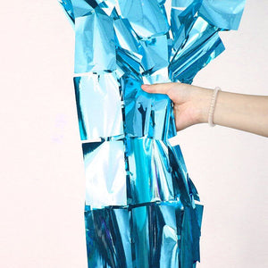 1m x 2m Square Shimmer Tinsel Foil Fringe Curtain - light blue