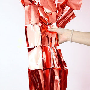 1m x 2m Square Shimmer Tinsel Foil Fringe Curtain - red