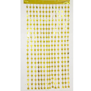 1m x 2m Star Tinsel Foil Fringe Curtain - Gold