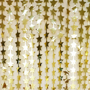 1m x 2m Star Tinsel Foil Fringe Curtain - Gold