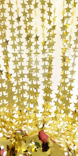 1m x 2m Star Tinsel Foil Fringe Curtain - Gold