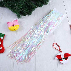 1m x 2m Online Party Supplies Australia white iridescent Tinsel Foil Fringe Rain Curtain