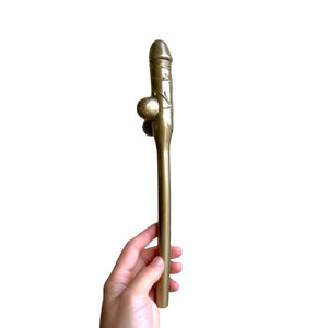 Gold Naughty Hen Party Jumbo Penis Shaped Drinking Straw - Bachelorette & Hen Party Supplies & Decorations
