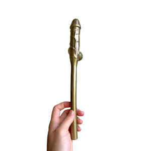 Gold Naughty Hen Party Jumbo Penis Shaped Drinking Straw - Bachelorette & Hen Party Supplies & Decorations