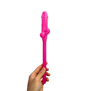 Pink Naughty Hen Party Jumbo Penis Shaped Drinking Straw - Bachelorette & Hen Party Supplies & Decorations
