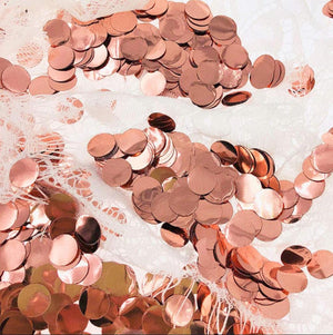 20g of 2.5 cm Round Metallic Rose Gold Confetti Table Scatters for wedding, baby shower, bridal shower party decorations