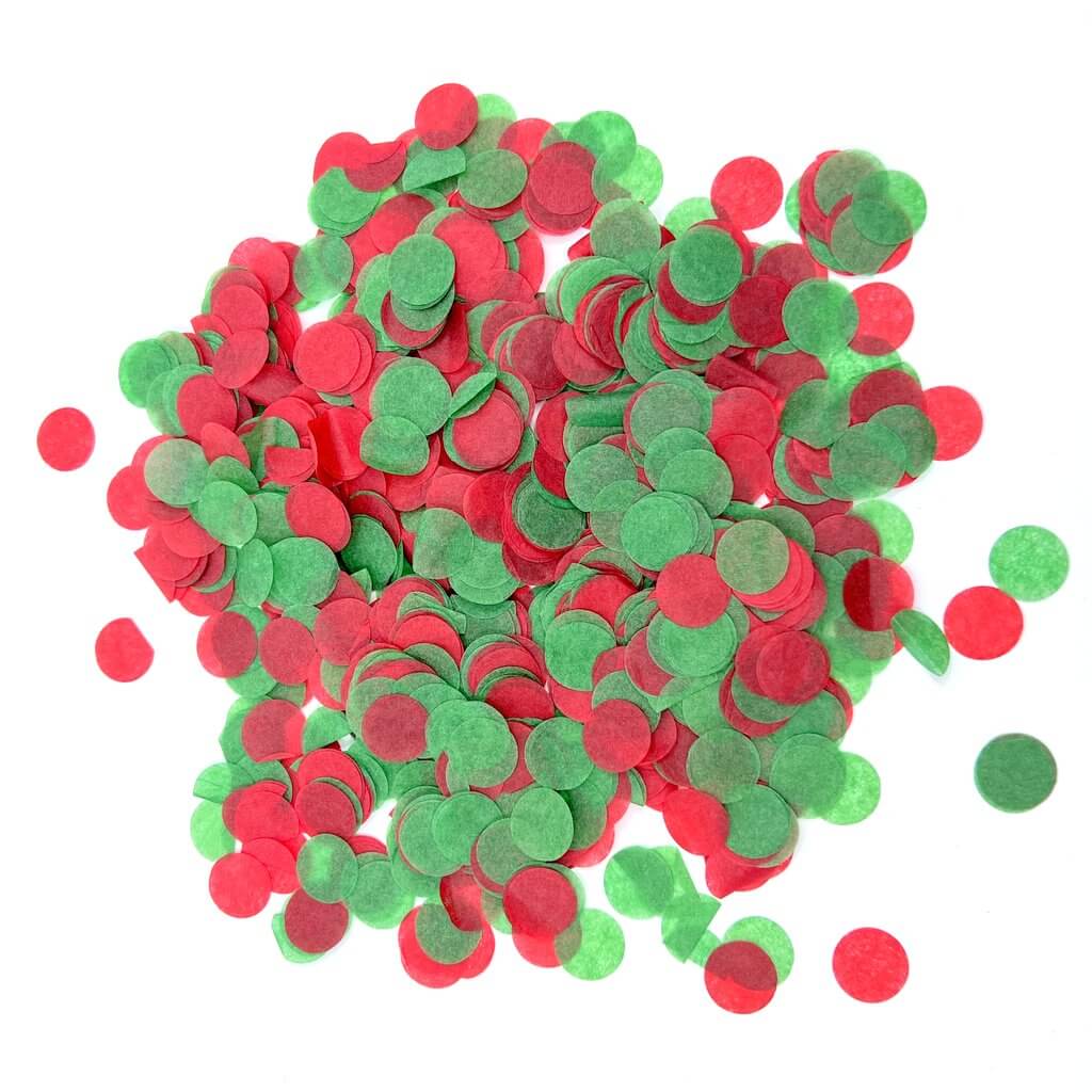 20g 1.5cm Round Tissue Paper Party Confetti - Red & Green