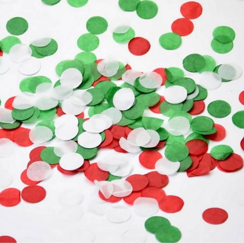 20g 1.5cm Round Tissue Paper Party Confetti - Red & Green & White