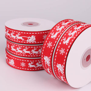 20mm x 9m Nordic Reindeer Grosgrain Red Ribbon Spool (10 Yards)