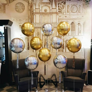 22" Online Party Supplies Jumbo Metallic Gold Silver ORBZ 4D Sphere Party Wedding Bridal Shower Balloon 