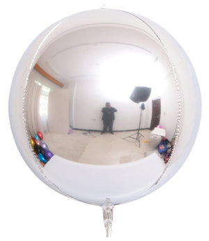 22" Online Party Supplies Jumbo Metallic Silver ORBZ 4D Sphere Round Foil Party Wedding Bridal Baby Shower Birthday Party Balloon
