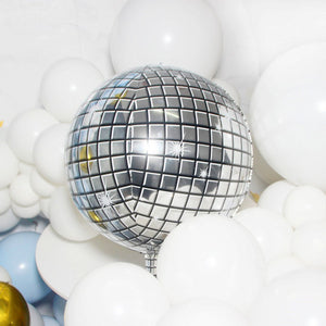 22" Jumbo ORBZ Sphere Silver Metallic Disco Ball Foil Balloon - Online Party Supplies