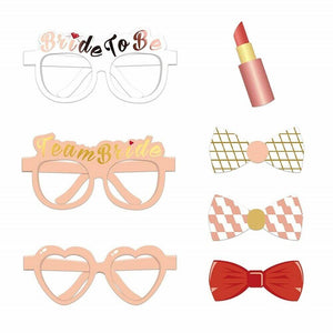 23pcs Rose Gold Floral Bridal Shower Paper Photo Booth Props