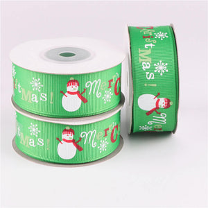25mm x 9m Green Merry Christmas Tree Grosgrain Ribbon Spool (10 Yards)
