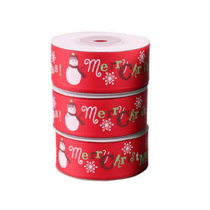 25mm x 9m Red Merry Christmas Tree Grosgrain Ribbon Spool (10 Yards)