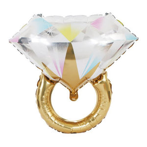 27" Giant Gold Engagement Diamond Ring Shaped Foil Balloon