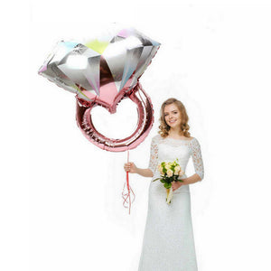 27" Large Rose Gold Engagement Diamond Ring Shaped Foil Balloon for hens party bridal shower, wedding, engagement