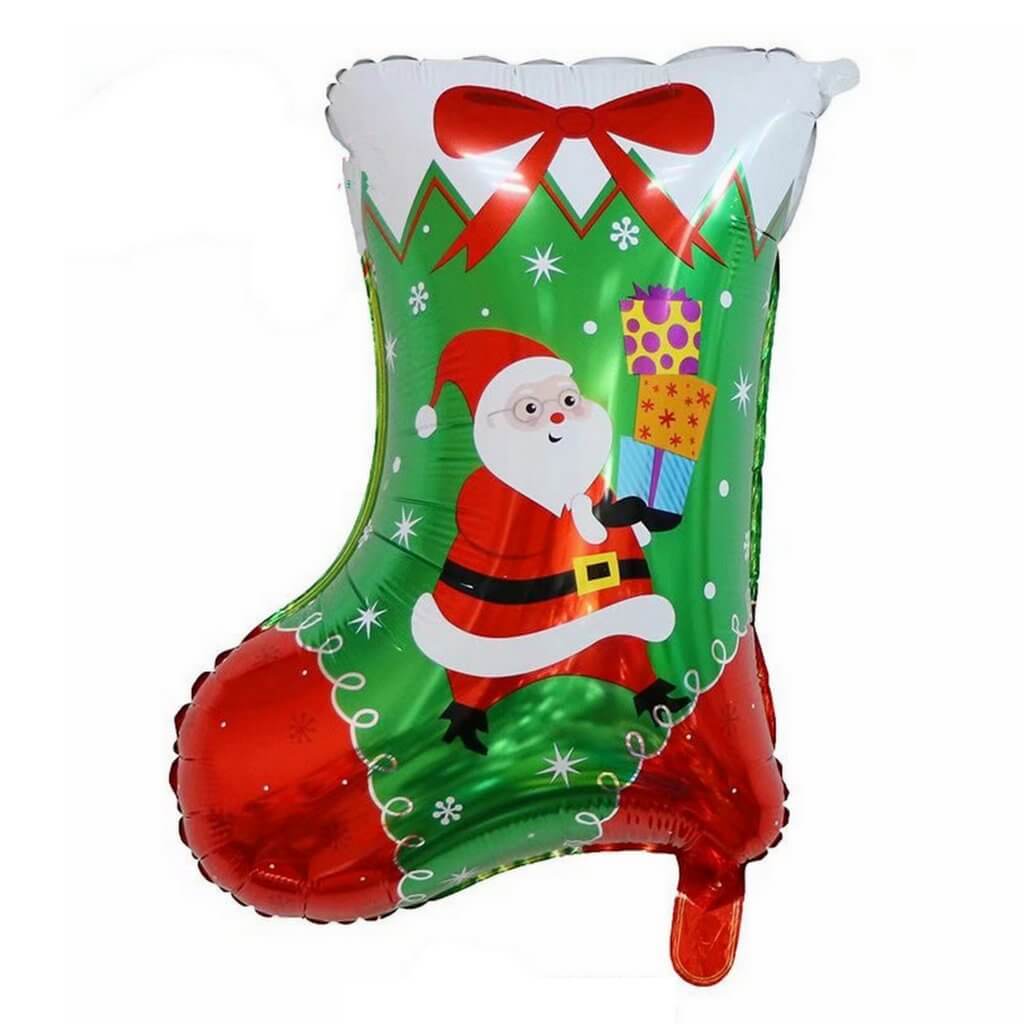 28" Giant Christmas Stocking Shaped Foil Balloon - Xmas Party Decorations
