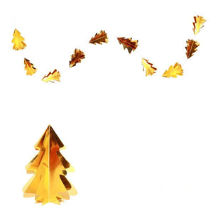 2m 3D Metallic Gold Large Christmas Tree Paper Garland