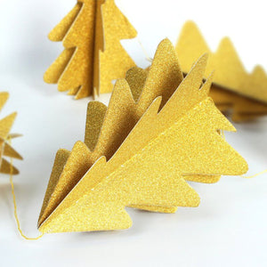 2m Gold Glitter Large Christmas Tree Paper Garland