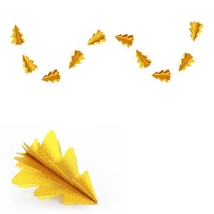 2m 3D Gold Glitter Large Christmas Tree Paper Garland