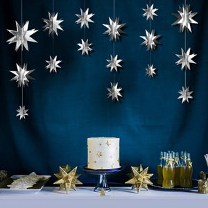 2m Metallic Silver 3D Star Shape Paper Garland