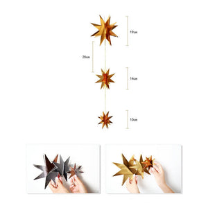 2m Metallic Gold 3D Star Shape Paper Garland