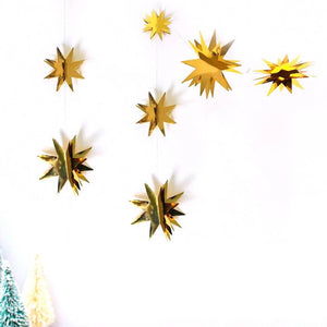 2m Metallic Gold 3D Star Shape Paper Garland