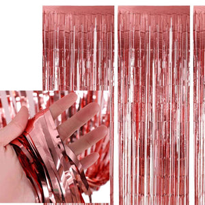 2m x 1m Online Party Supplies Metallic Rose Gold Foil Wedding Hen Party Fringe Curtain