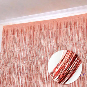2m x 1m Online Party Supplies Metallic Rose Gold Foil Wedding Bridal Shower Fringe Curtain