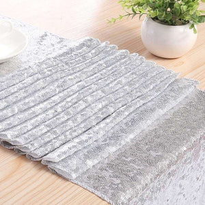 30cm x 275cm Silver Sequin Table Runner