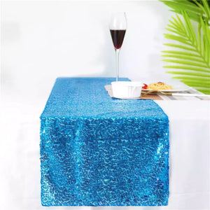 30cm x 275cm Lake Blue Sequin Table Runner