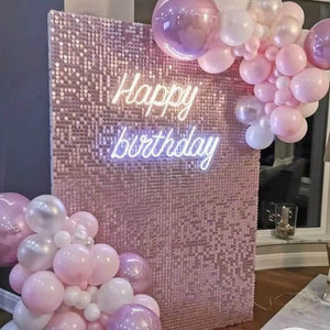 30cm x 30cm Pre-assembled Shimmer Sequin Wall Panel Backdrop - Round Pink