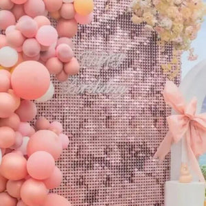 30cm x 30cm Pre-assembled Shimmer Sequin Wall Panel Backdrop - Round Pink
