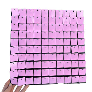 30cm x 30cm Pre-assembled Shimmer Sequin Wall Panel Backdrop - Square Macaron Baby Pink