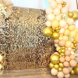 30cm x 30cm Pre-assembled Shimmer Sequin Wall Panel Backdrop - Square Metallic Champagne Gold