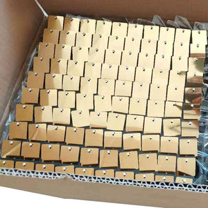 30cm x 30cm Pre-assembled Shimmer Sequin Wall Panel Backdrop - Square Metallic Champagne Gold