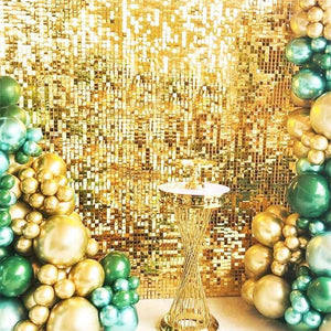 30cm x 30cm Pre-assembled Shimmer Sequin Wall Panel Backdrop - Square Metallic Gold