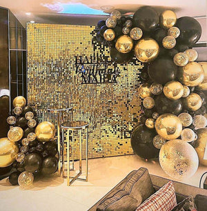 30cm x 30cm Pre-assembled Shimmer Sequin Wall Panel Backdrop - Square Metallic Gold